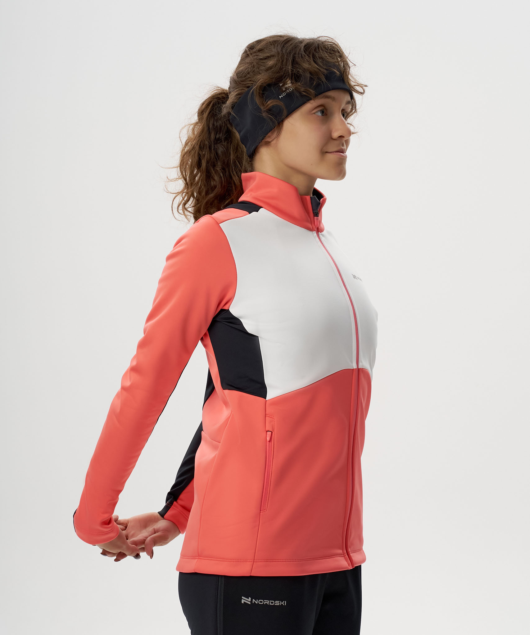 Тренировочная куртка Nordski Advance White/Coral/Black W